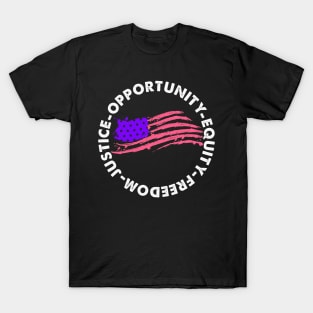 Justice Opportunity Equity Freedom US Flag Retro Vintage T-Shirt